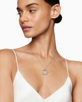 Crossover Pendant Necklace in Sterling Silver with Diamonds, 21mm